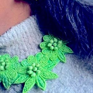 Appliqué Chic Daisy Flower Neon Apple Necklace with Earrings🍀🍀🍀🍀